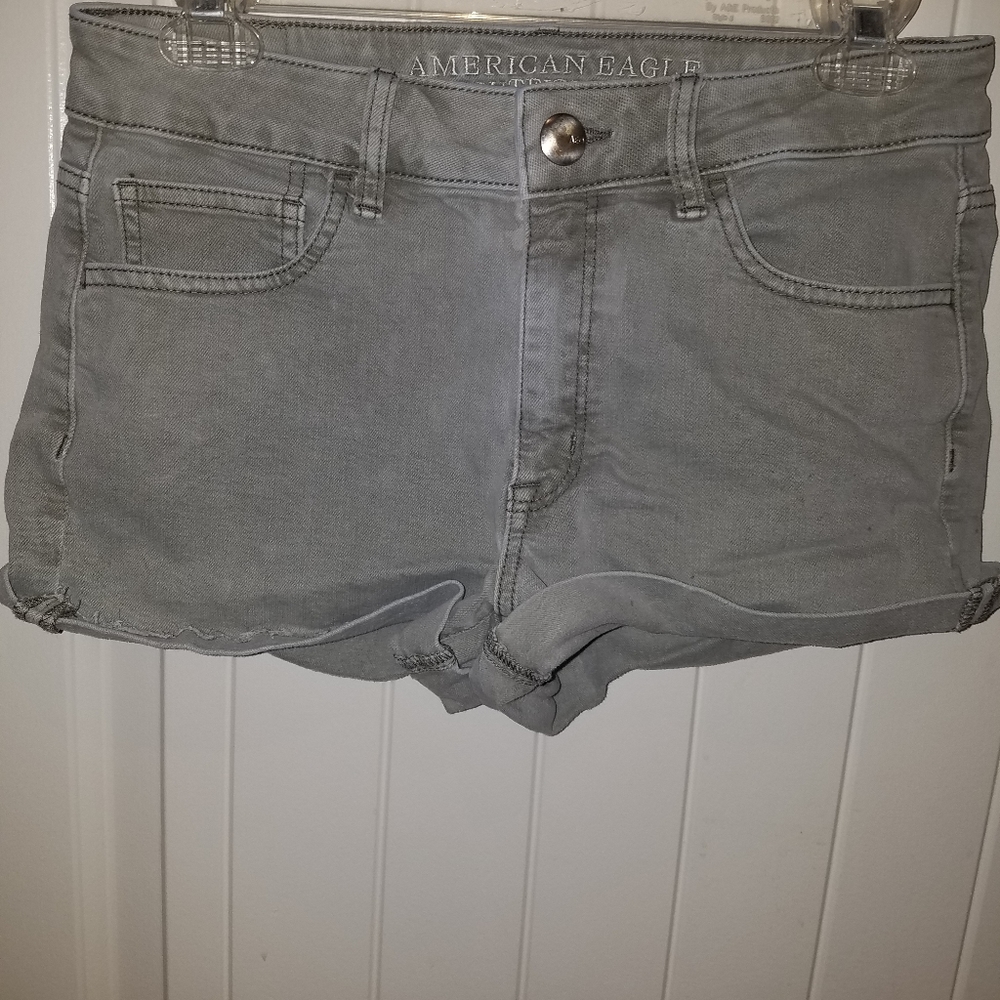 AMERICAN EAGLE Green/grey denim Jean shorts size 6 short shorts
